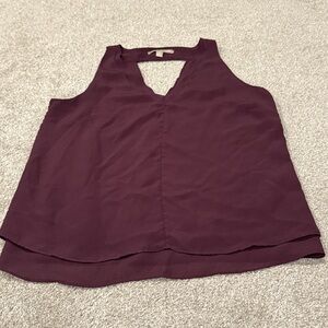 Banana Republic Sleeveless V Neck Tank Blouse Maroon Triangle Cutout S $49.99